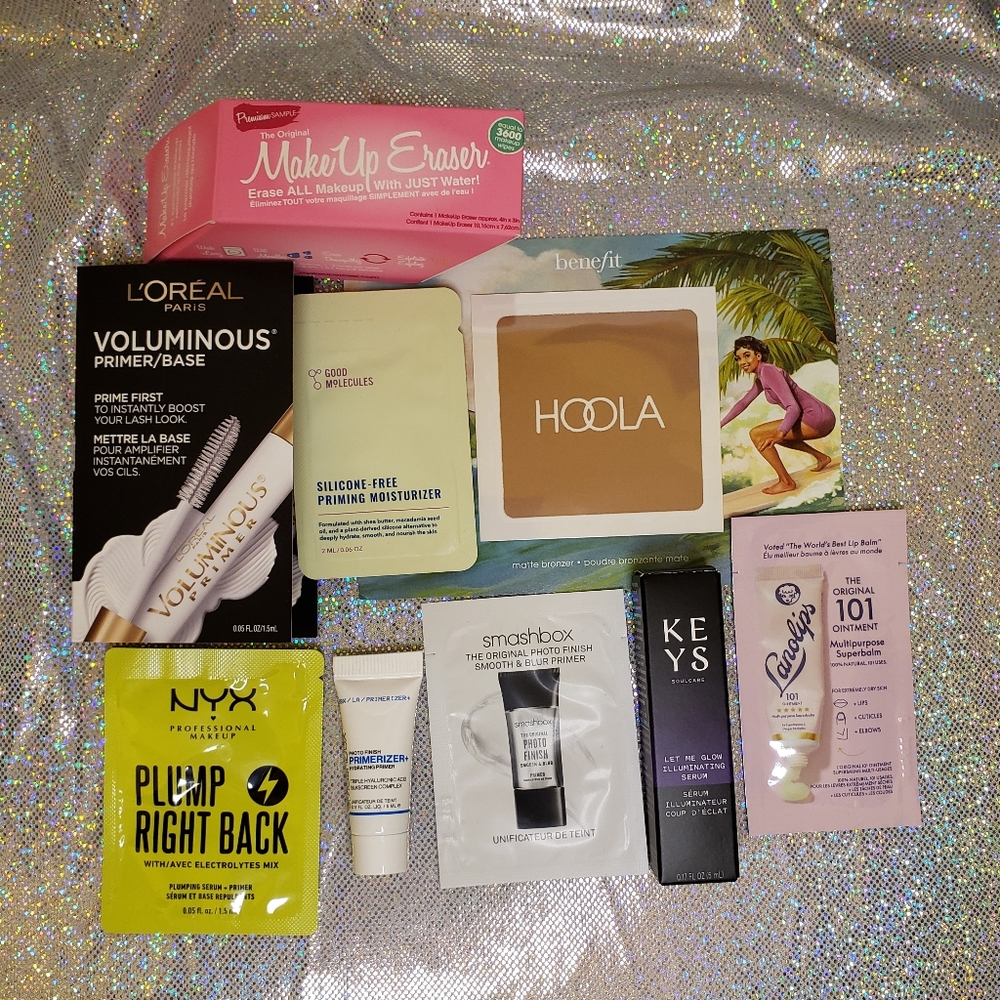 9 Makeup and Makeup Prep Samples including: L'Oreal, NYX, and KEYS